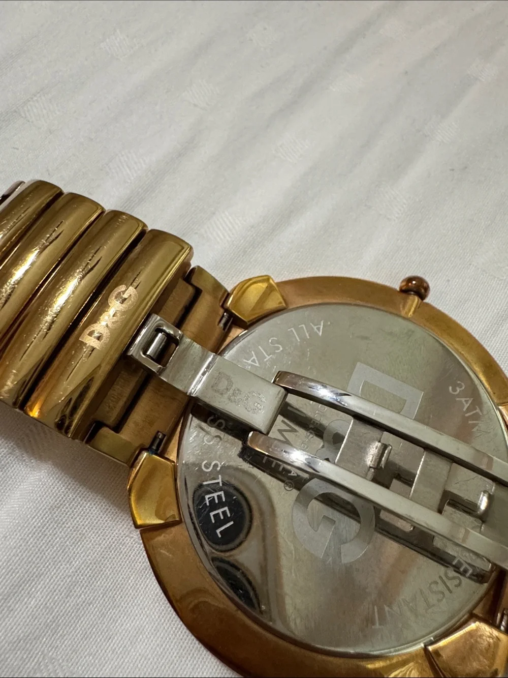 D&G Gold-Tone Round Logo Bracelet Watch